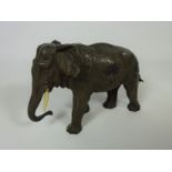 19th Century Austrian cold painted bronze model of an Elephant in the style of Bergmann H10cm