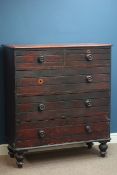Victorian stained pine chest, two short and three long drawers, W106cm, H120cm,