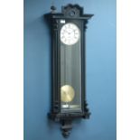 Late 19th century ebonised case Vienna regulator wall clock,