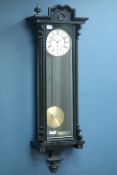 Late 19th century ebonised case Vienna regulator wall clock,
