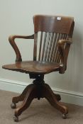 Early 20th century figured oak swivel desk chair Condition Report <a