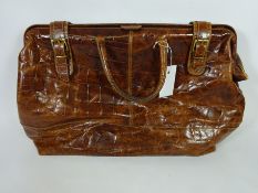 Clothing & Accessories - Furla Crocodile embossed tan leather travel bag Condition