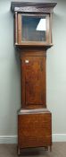 Early 19th century figured oak longcased clock case, canted corners,
