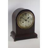 20th century arched top mantel clock, circular Arabic dial ,