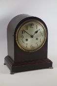 20th century arched top mantel clock, circular Arabic dial ,
