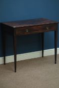 Georgian satinwood banded mahogany single drawer side table, tapering legs,