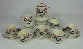 Early 20th Century Wedgwood 'Sunbirds' coffee service for five,