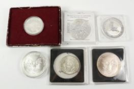 Two USA 1oz fine silver 1995 Silver Eagle dollars,