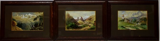 Views of The Alps', three 19th Century watercolours signed and dated by William Fowler