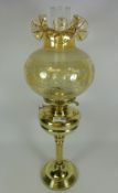 20th Century Duplex brass oil lamp with glass shade Condition Report <a