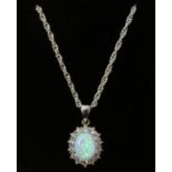 Opal pendant necklace stamped 925 Condition Report <a href='//www.davidduggleby.