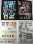 Two stock books of mint & used GB stamps in blocks including Machin & Wilding definitives