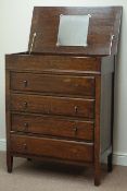 Edwardian oak four drawer chest with hinged top with fitted interior and mirror, W86cm, H112cm,