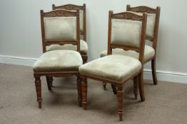 Set four Edwardian walnut dining chairs
