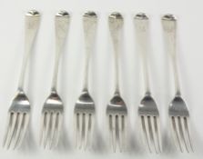 Set of six silver Hanoverian pattern dessert forks by George Adams (Chawner & Co) London 1847,
