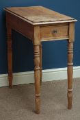 Small 19th century pine table with drawer, 38cm x 75cm,