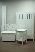 White finish Mackintosh style bedroom suite comprising of - wardrobe with single drawer (W92cm,