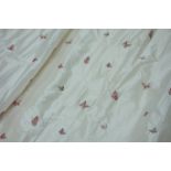 Pair Peter Silk thermal lined silk curtains, decorated with butterflies, W180cm,