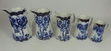 Set of five Ringtons Tea blue & white graduated jugs (5) Condition Report <a
