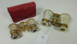 Two pairs of mother-of-pearl opera glasses,