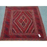 Tribal Gazak red and blue ground rug,