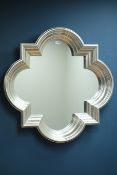 Silver finished quatrefoil framed mirror D87cm Condition Report <a href='//www.