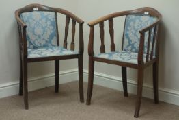 Pair early 20th century stained beech tub shaped armchairs Condition Report <a