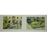 'The Winston' and 'Reflections West Square Scarborough', pair watercolours signed,