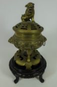 20th Century Chinese brass Koro on brass stand Condition Report <a href='//www.