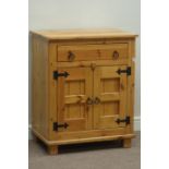 Pine cupboard with single drawer, W73cm, H90cm,