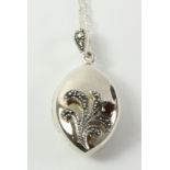 Garnet and marcasite set locket necklace stamped 925 Condition Report <a