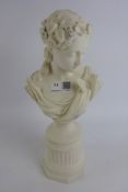 Late 19th/ early 20th Century Parian ware bust of a classical style lady,