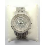 Gentleman's diamond set stainless steel JoJo chronometer quartz wristwatch JJ2 03641 boxed WATCHES