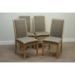 Set four Danish oak framed dining chairs with upholstered seats and backs Condition