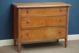Early 20th century oak three drawer chest, W107cm, H86cm,