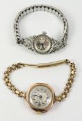 Trafalgar Swiss made diamante cocktail watch on expanding diamante bracelet and an early 20th