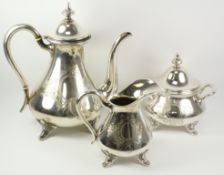 Three piece tea set stamped 800 approx 28oz Condition Report <a href='//www.