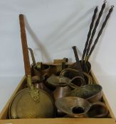 Set of three copper cider measurers, copper jugs,