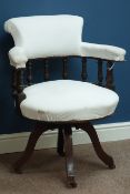 Late 19th century walnut captains swivel office chair - ready to upholster