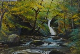 'Dol Goch Falls Gwynedd', watercolour signed K.