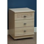 Light wood three drawer pedestal chest, W44cm, H61cm,