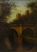 Durham Cathedral and Prebends Bridge from River Wear,