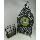 Large cast metal wine rack and a similar style small terrarium (2) Condition Report