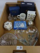 Royal Worcester Christening money box, Tutbury crystal glass Swan,