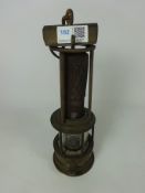 19th Century brass miners 'Davy' lamp impressed 35 Height 25.