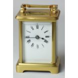 20th century brass and bevelled glass carriage clock,