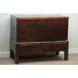 Large 19th century mahogany silver chest on two drawer stand, W126cm, H104cm,