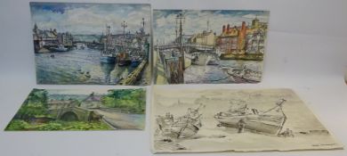 'Whitby Outer Harbour Bridge & Trawlers', 'St Mary's Church & Bridge at Whitby',