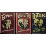 Three 90's 'Beer' posters in frames 84cm x 68cm (3) Condition Report <a