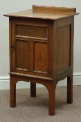 Edwardian oak bedside cabinet, panelled doors, W46cm, H78cm,